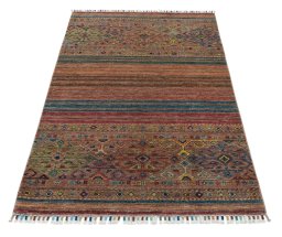 Surface texture of New Samarkand rug with natural Wool and intricate pattern