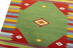 Surface texture of New Kilim Sofre rug with natural Wool and intricate pattern