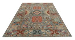 Surface texture of New Kazak rug with natural Wool and intricate pattern