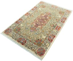 Corner detail of New Ghom rug showing border pattern and Cork pile