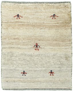 Full view of New Persian Gabbeh rug from Iran / Persia, 80 × 65 cm in Beige tones