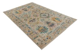 Corner detail of New Samarkand rug showing border pattern and Wool pile