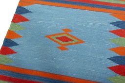Surface texture of New Kilim Sofre rug with natural Wool and intricate pattern