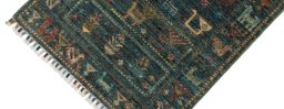 Backside of handmade New Samarkand rug showing knot structure and weave density