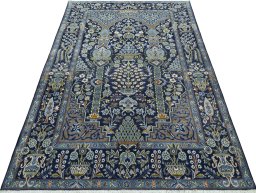 Surface texture of 2000s Kashan rug with natural Wool and intricate pattern