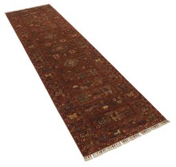 Corner detail of New Samarkand rug showing border pattern and Wool pile