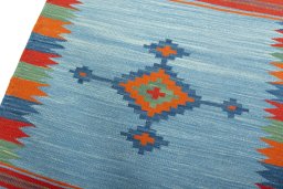 Surface texture of New Kilim Sofre rug with natural Wool and intricate pattern