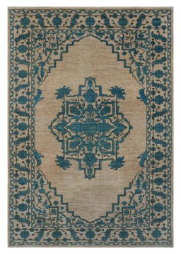 Full view of New Farahan rug from Pakistan, 300 × 206 cm in Beige tones