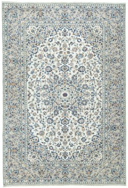 Full view of 2000s Kashan rug from Iran / Persia, 346 × 238 cm in Beige tones