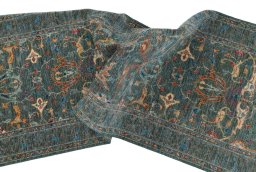 Full view of New Farahan rug from Pakistan, 240 × 79 cm in Green tones