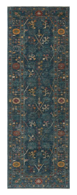 Full view of New Farahan rug from Pakistan, 250 × 83 cm in Blue tones
