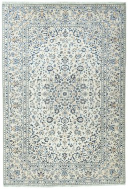 Full view of 2000s Kashan rug from Iran / Persia, 355 × 241 cm in Beige tones