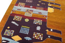 Surface texture of Unknown Kilim Dastan rug with natural Cotton and intricate pattern