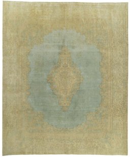 Full view of 1970s Vintage rug from Pakistan, 358 × 296 cm in Green tones