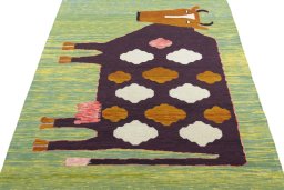 Close-up detail of New Kilim Dastan rug from Turkey showing Wool weave