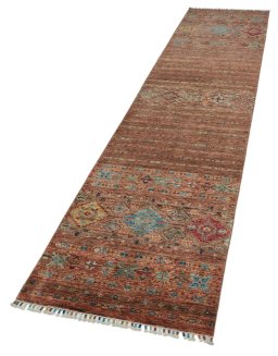 Close-up detail of New Samarkand rug from Pakistan showing Wool weave