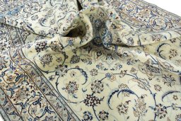 Surface texture of New Nain rug with natural Wool and intricate pattern