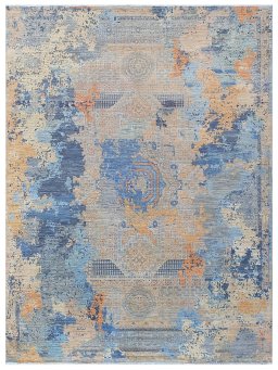 Full view of New Haj-jalili rug from Pakistan, 400 × 301 cm in Blue tones