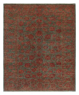 Full view of New Farahan rug from Pakistan, 188 × 156 cm in Gray tones