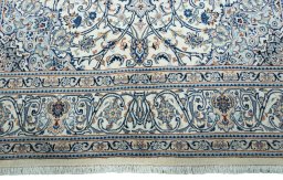 Full view of 2000s Kashmar rug from Iran / Persia, 293 × 205 cm in Beige tones