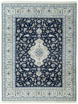 Full view of 2000s Nain rug from Iran / Persia, 385 × 293 cm in Blue tones