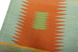 Surface texture of New Kilim Sofre rug with natural Wool and intricate pattern
