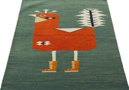 Close-up detail of New Kilim Dastan rug from Turkey showing Wool weave