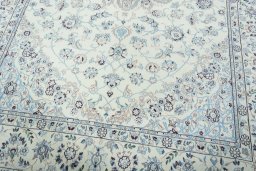 Close-up detail of 2000s Nain rug from Iran / Persia showing Wool weave