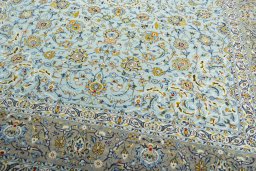 Close-up detail of 2000s Kashan rug from Iran / Persia showing Wool weave