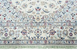 Full view of 2000s Nain rug from Iran / Persia, 295 × 204 cm in Beige tones
