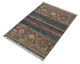Close-up detail of New Samarkand rug from Pakistan showing Wool weave