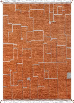 Full view of New Morocco rug from Pakistan, 247 × 173 cm in Yellow tones