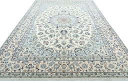 Surface texture of New Nain rug with natural Wool and intricate pattern