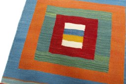 Surface texture of New Kilim Sofre rug with natural Wool and intricate pattern