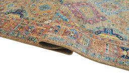 Close-up detail of New Samarkand rug from Pakistan showing Wool weave