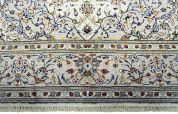 Full view of 2000s Kashan rug from Iran / Persia, 311 × 206 cm in Beige tones