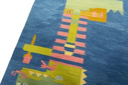 Surface texture of New Kilim Dastan rug with natural Wool and intricate pattern