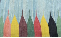 Close-up detail of New Kilim Sofre rug from Turkey showing Wool weave
