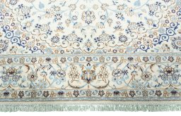 Full view of New Nain rug from Iran / Persia, 293 × 210 cm in Beige tones