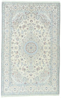 Full view of 2000s Nain rug from Iran / Persia, 314 × 199 cm in Beige tones