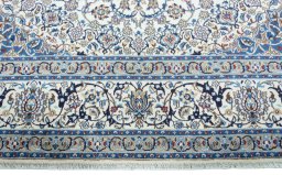 Full view of New Nain rug from Iran / Persia, 388 × 296 cm in Beige tones