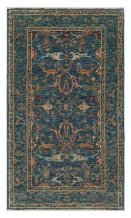 Full view of New Farahan rug from Pakistan, 136 × 79 cm in Blue tones
