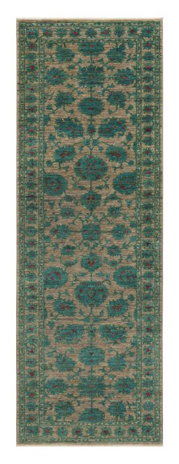 Full view of New Farahan rug from Pakistan, 241 × 83 cm in Gray tones