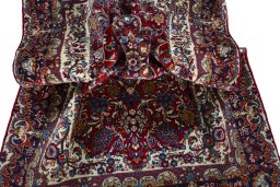 Close-up detail of 2000s Jozan rug from Iran / Persia showing Wool weave