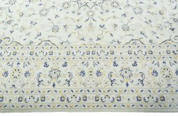 Full view of 2000s Kashan rug from Iran / Persia, 349 × 249 cm in Beige tones