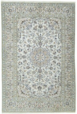 Full view of 2000s Kashan rug from Iran / Persia, 300 × 200 cm in Beige tones