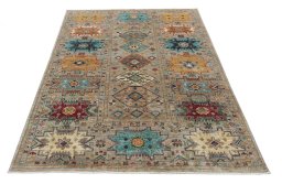 Surface texture of New Samarkand rug with natural Wool and intricate pattern