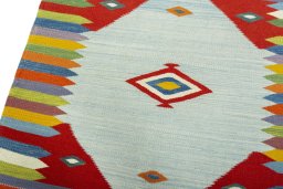 Surface texture of New Kilim Sofre rug with natural Wool and intricate pattern