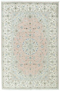 Full view of New Kashan rug from Iran / Persia, 304 × 202 cm in Red tones