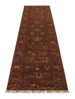 Surface texture of New Samarkand rug with natural Wool and intricate pattern